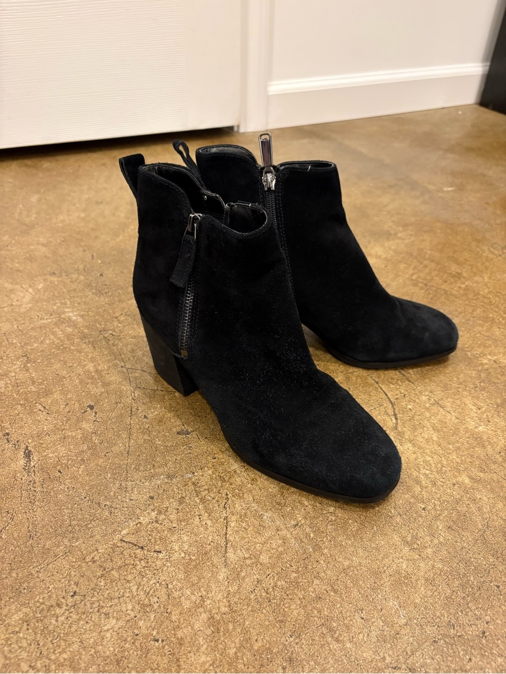 Blondo Black Suede Ankle Booties with Side Zip